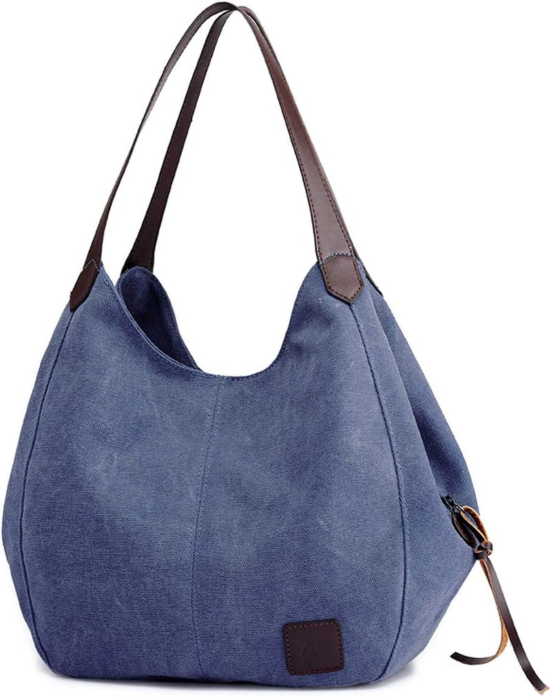DOURR Store Women's Multi-pocket Shoulder Bag Fashion Cotton Canvas Handbag Tote Purse - Image 1