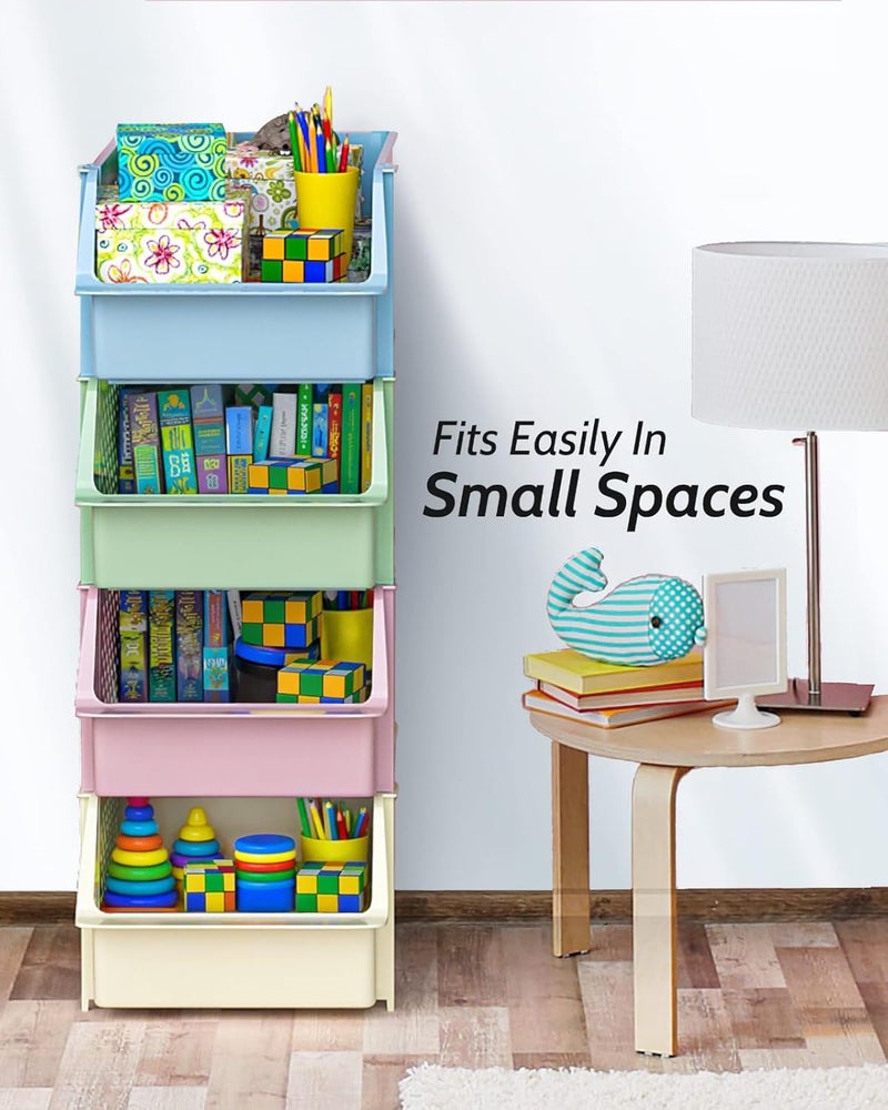Skywin TidyFriend 4 Pack Stackable Storage Bins Open Front for Pantry Organizers and Storage, Pantry Storage for Food, Kitchen and Home Organization, Plastic Storage Bins, Dorm Room Essentials (Multi) - Image 5
