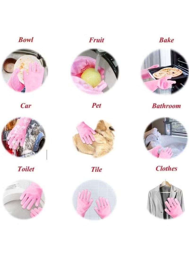 Silicone dishwashing gloves, one size, heat-resistant and reusable for washing dishes, washing the car, grooming pets, and other uses - 2 pieces per pack - assorted colors - color is random - Image 5
