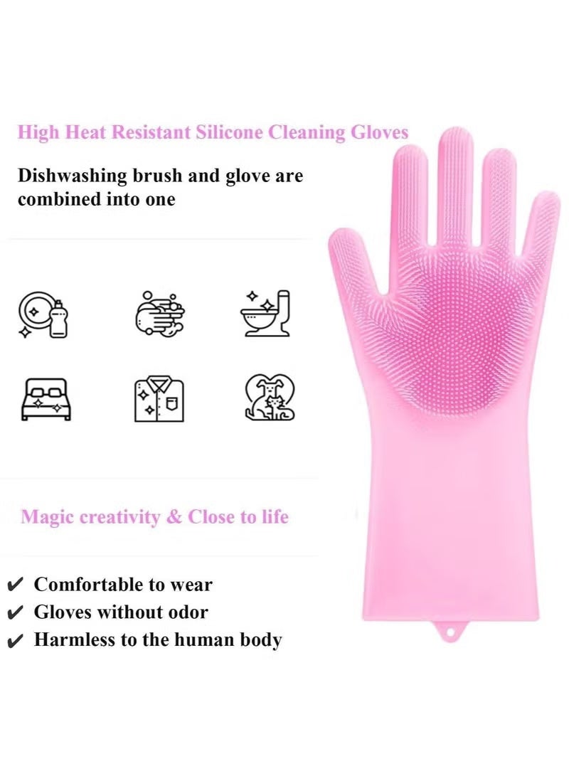 Silicone dishwashing gloves, one size, heat-resistant and reusable for washing dishes, washing the car, grooming pets, and other uses - 2 pieces per pack - assorted colors - color is random - Image 4