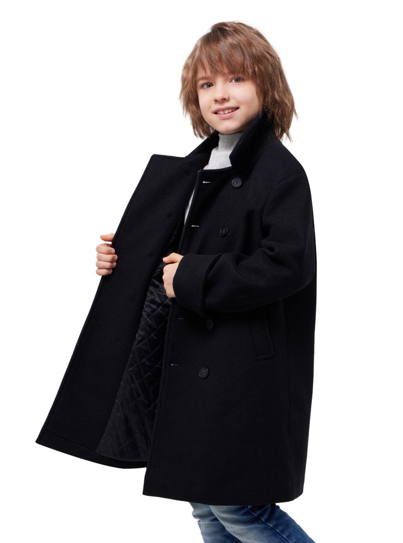 WULFUL Boys Double Breasted Wool Trench Coat Winter Pea Coat - Image 5
