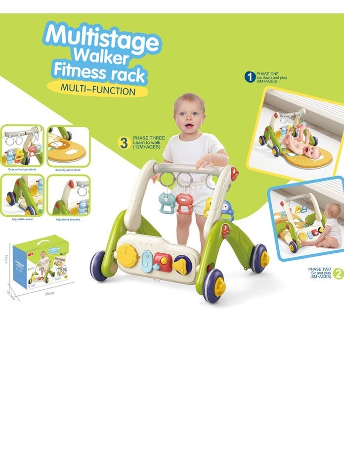 VIVAKIDS 3-in-1 Baby Walker with Music & Activity Center | Infant to Toddler Growth Play Gym | Push Walker for 0-24 Months | Lay, Sit & Walk | Boys & Girls Baby Toy (Multicolor) - Image 1