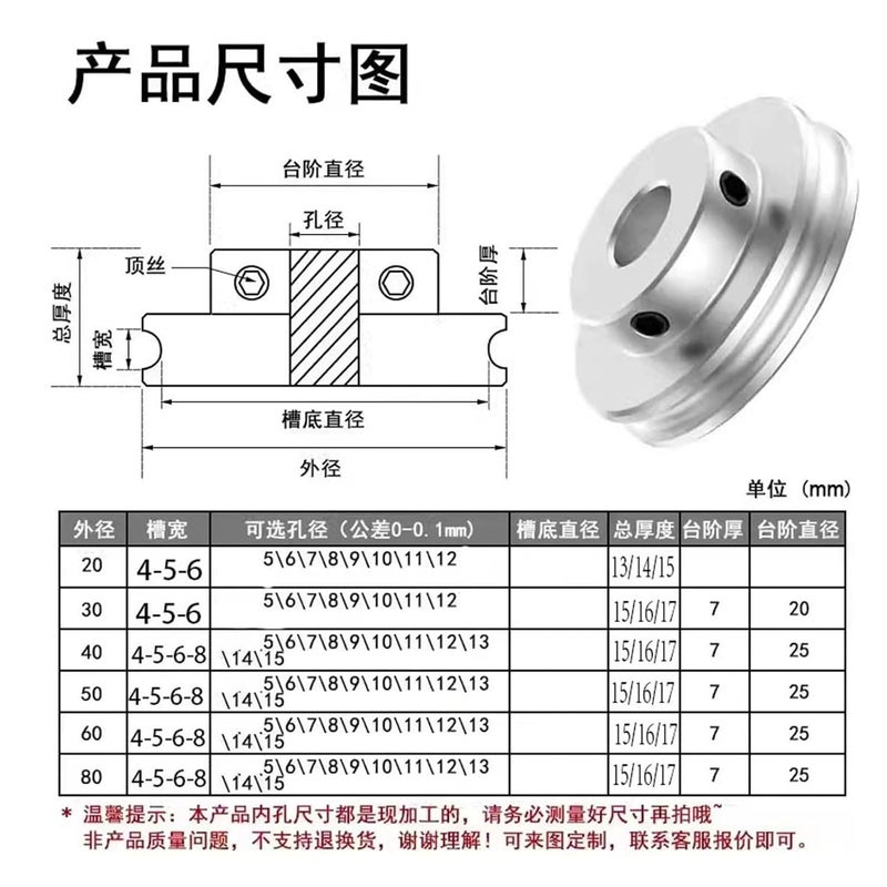 Motor Belt Drive Wheel 40mm 60mm 80mm 100mm V-Belt Pulley, Single Groove, A- Type(60x12mm) - Image 2