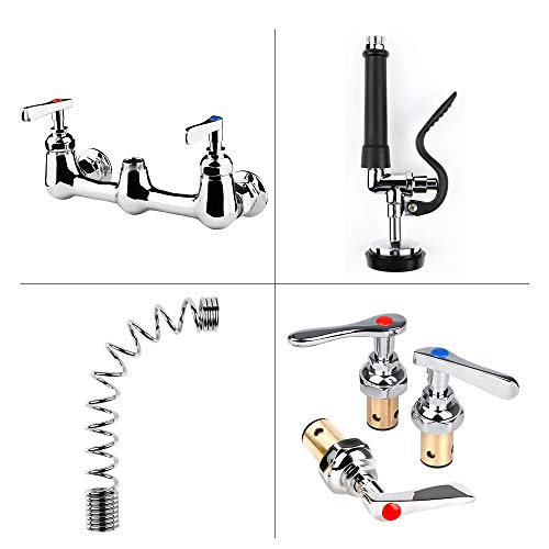 TNROTED 36" Height Commercial Sink Faucet with Pre Rinse Sprayer, 8 Inch Center Commercial Wall Mount Kitchen Faucet with 12” Swing Spout 3 Bay Commercial Compartment Sink Faucet for Restaurant Industrial - Image 5