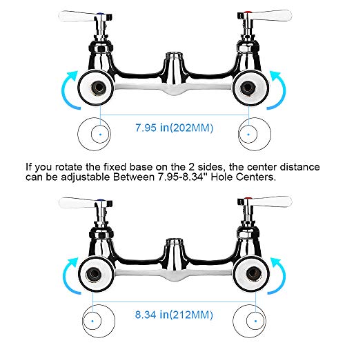 TNROTED 36" Height Commercial Sink Faucet with Pre Rinse Sprayer, 8 Inch Center Commercial Wall Mount Kitchen Faucet with 12” Swing Spout 3 Bay Commercial Compartment Sink Faucet for Restaurant Industrial - Image 2