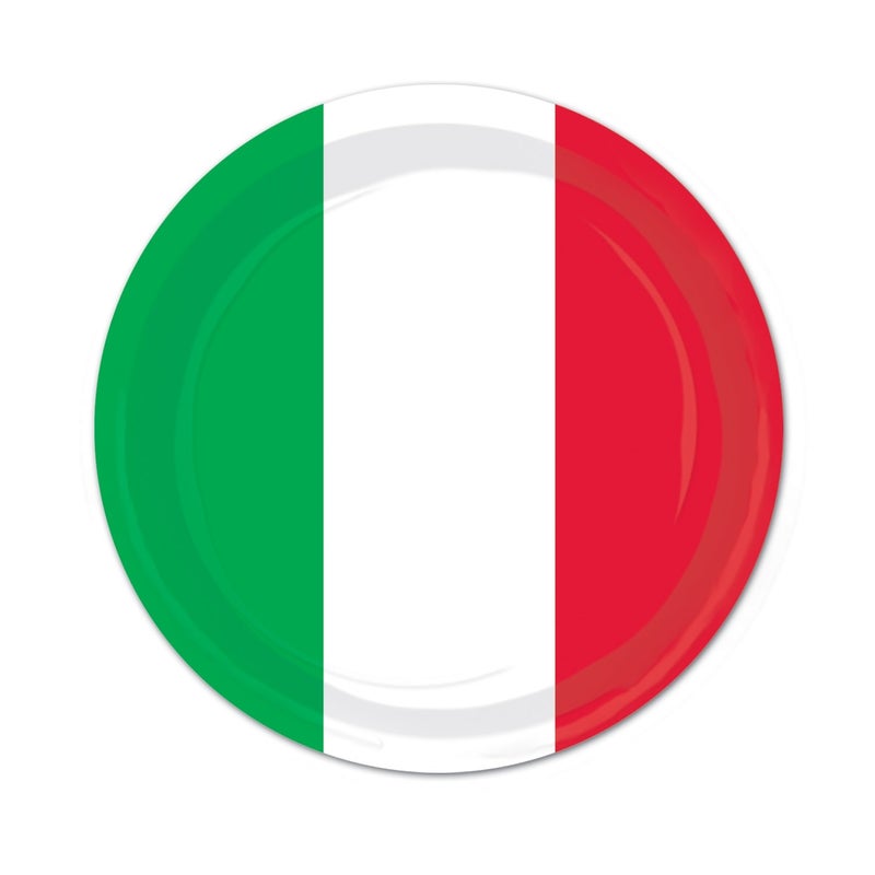 Beistle Italian Red White and Green Paper Plates - Image 1