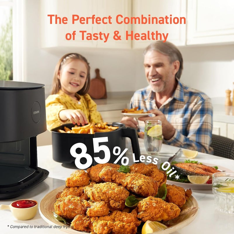 COSORI Air Fryer 5 QT (4.7 Litre) Black, 1500W Fast Cooking 9 Preset Menu, 30 Recipes Cookbook, Grill, Broil, Roast, Toast, Bake, Reheat, Defrost, Digital Touch Panel (CAF-L501) - Image 5