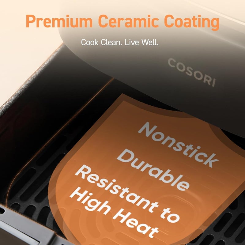 COSORI Air Fryer 5 QT (4.7 Litre) Black, 1500W Fast Cooking 9 Preset Menu, 30 Recipes Cookbook, Grill, Broil, Roast, Toast, Bake, Reheat, Defrost, Digital Touch Panel (CAF-L501) - Image 4