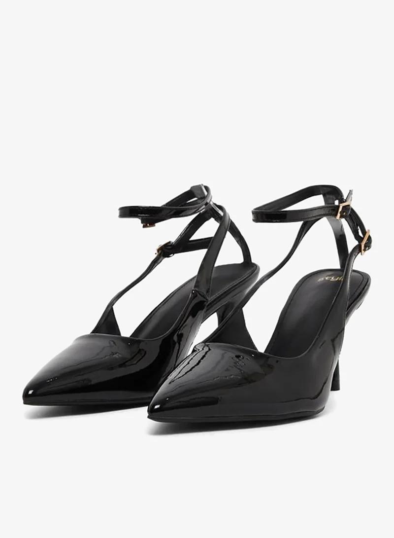 Styli  Black Ankle Strap Stiletto Heel Sandals for Women | Best Price UAE