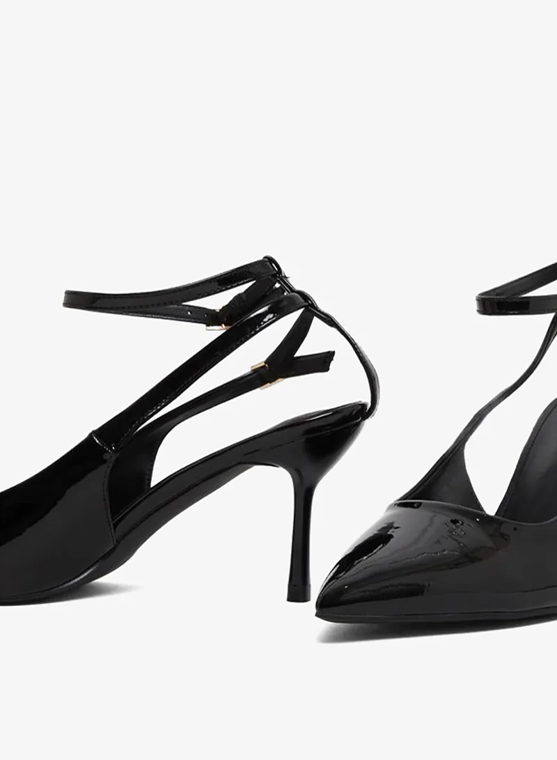 Styli  Black Ankle Strap Stiletto Heel Sandals for Women | Best Price UAE