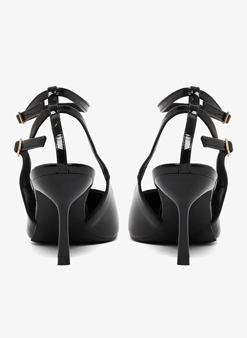 Styli  Black Ankle Strap Stiletto Heel Sandals for Women | Best Price UAE