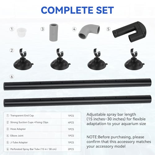 IFERLA Aquarium Spray Bar Kit for Fluval 106 107 206 207 306 307 406 407 Canister Filter (Model: AHGA234) Aquarium Filter Water Aeration Accessories/Water Dispersion Bar Replacement Parts - Contains 14 Pcs - Image 3