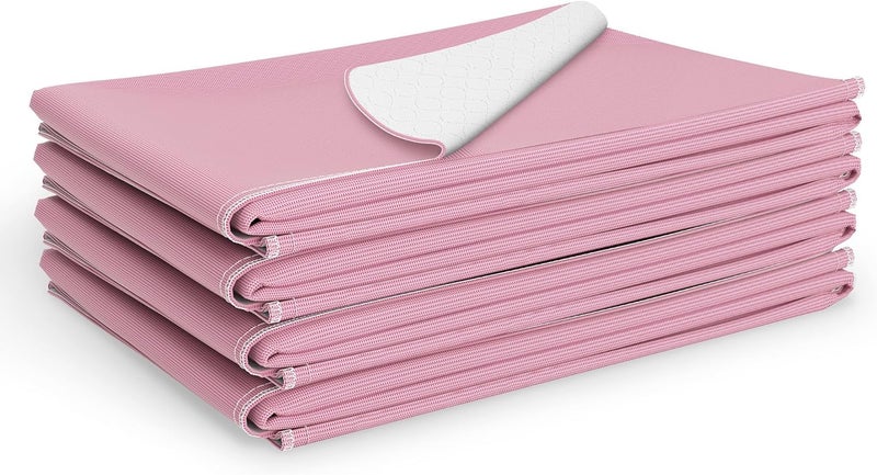 Medline Medline Washable Bed Pads for Incontinence, Large 34 x 36 inch Reusable Underpads, 4 Pack, Pee Pads for Dogs, Adults, Kids and Baby, Pink Sofnit 300 