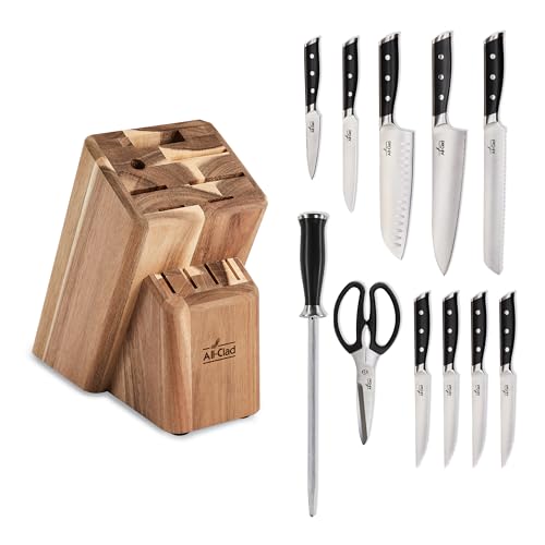 All-Clad Forged German Stainless Steel Knife Set and Acacia Wood Block 12 Piece, Fully Forged, Expert Precision, Knife Set, Cookware Knife Block Set, Kitchen Knives, Ultra Sharp, Kitchen Utensils - Image 2