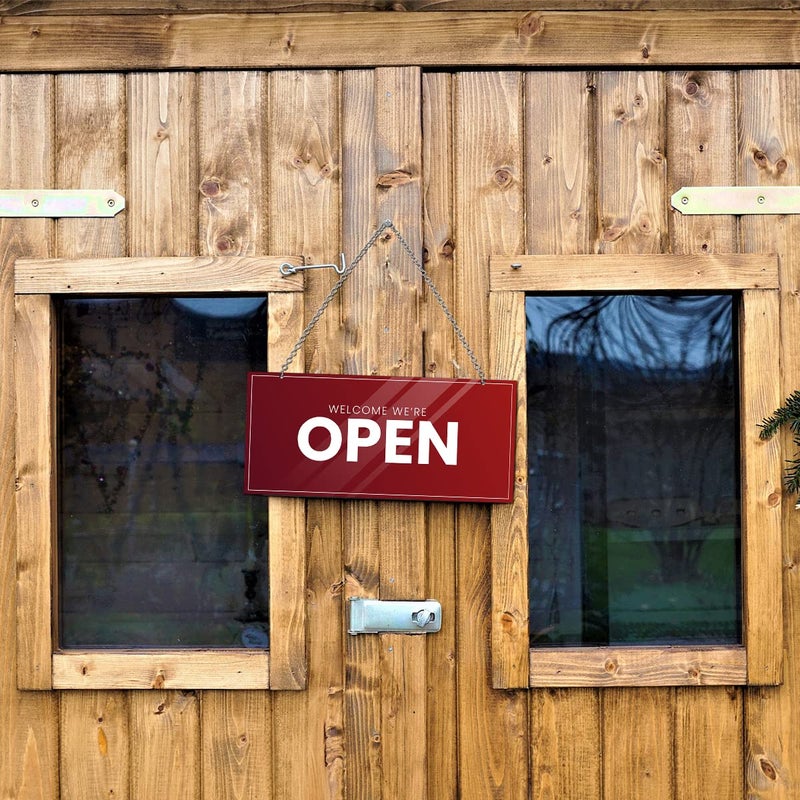 Wildmark Double Sided Open-Close Sign Board for shop, office, restaurant and hotel (5x11 Inches, Red, Wooden) - Image 5