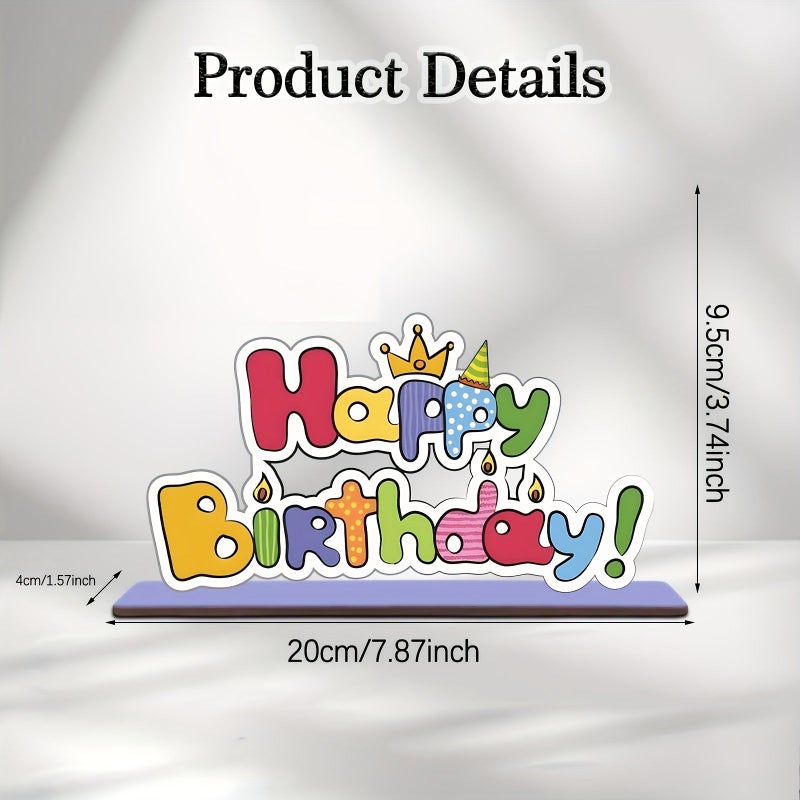 Happy Birthday Wooden Desktop Ornament Decor Photo Prop For Kids - Image 3