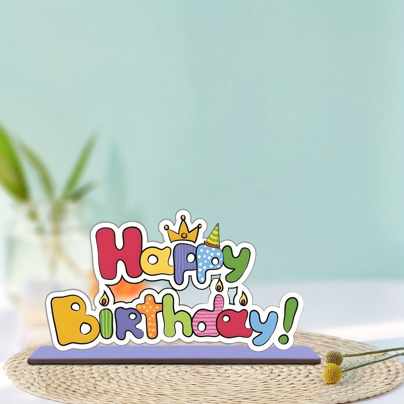 Happy Birthday Wooden Desktop Ornament Decor Photo Prop For Kids - Image 5