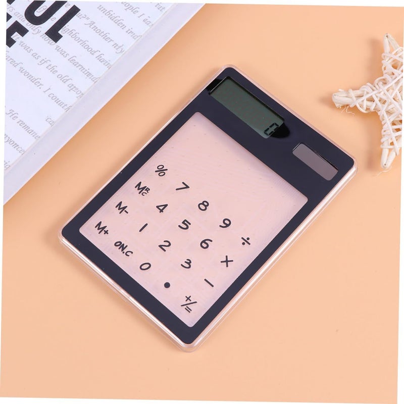 Ultra Thin Touch Screen Calculator Solar Powered Portable for Students Office Home Black Red - Image 5