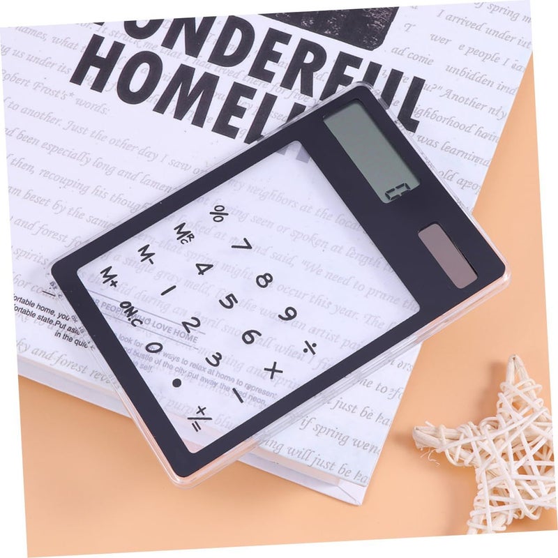 Ultra Thin Touch Screen Calculator Solar Powered Portable for Students Office Home Black Red - Image 4