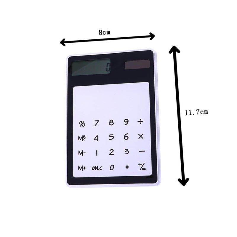Ultra Thin Touch Screen Calculator Solar Powered Portable for Students Office Home Black Red - Image 3