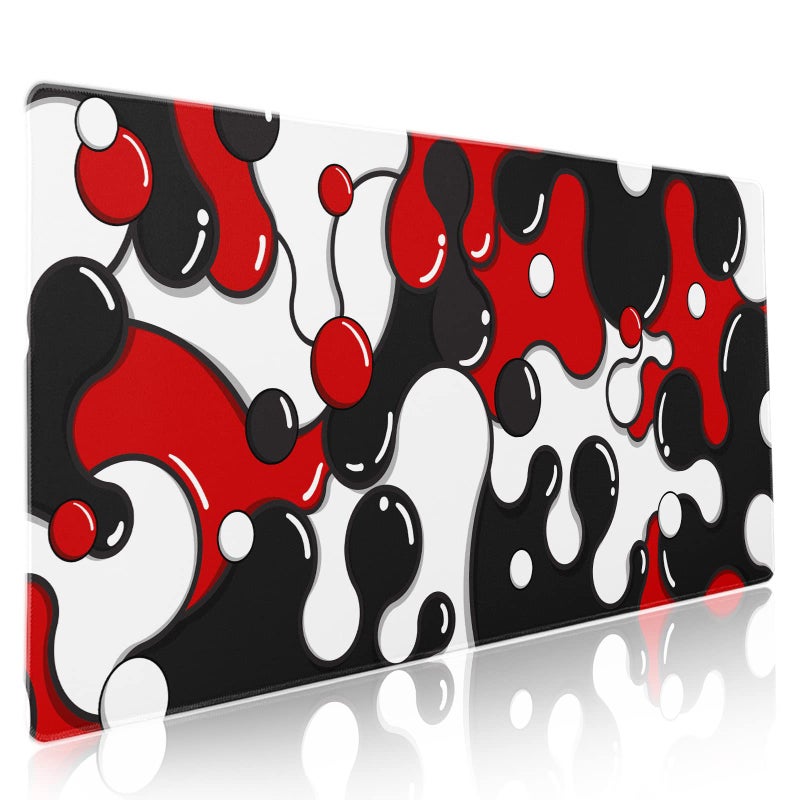 aportt Red Black White Mouse Pad Anime Cool Geometric Japanese Extended Desk Mat 90X40 CM Non-Slip Rubber Base Stitched Edge Large XXL Mousepad for Gaming Laptop Computer Desktop 35.4Ã—15.7 Inch - Image 1