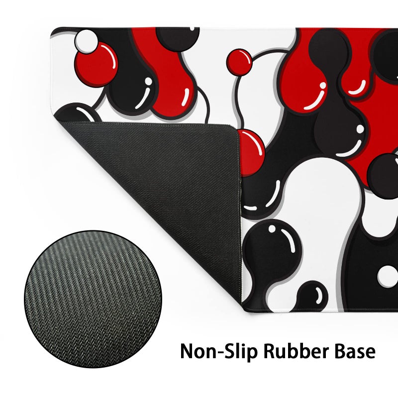 aportt Red Black White Mouse Pad Anime Cool Geometric Japanese Extended Desk Mat 90X40 CM Non-Slip Rubber Base Stitched Edge Large XXL Mousepad for Gaming Laptop Computer Desktop 35.4Ã—15.7 Inch - Image 3