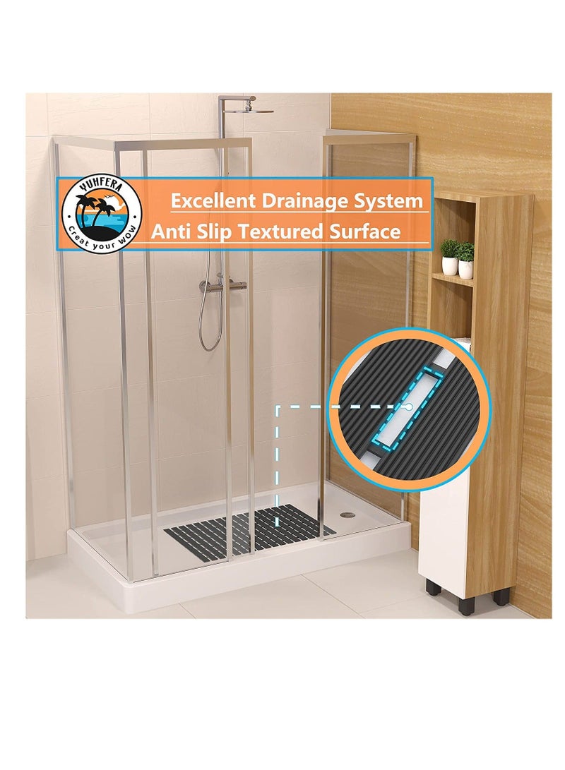 كابتن تيك Rubber Anti-Slip Mat, Massage Shower Mat, Bath Tub Mats, with Grip Floor Rubber Backing for Bathroom, No Suction Cups Waterproof Thick Drainage Mat, Black - Image 2