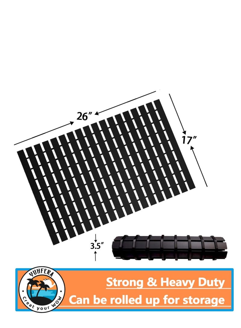 كابتن تيك Rubber Anti-Slip Mat, Massage Shower Mat, Bath Tub Mats, with Grip Floor Rubber Backing for Bathroom, No Suction Cups Waterproof Thick Drainage Mat, Black - Image 4