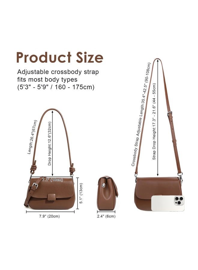 MoreFarther Crossbody Bags for Women, Genuine Leather Shoulder Bags with 2 Removable Adjustable Straps, Coffee - Image 5