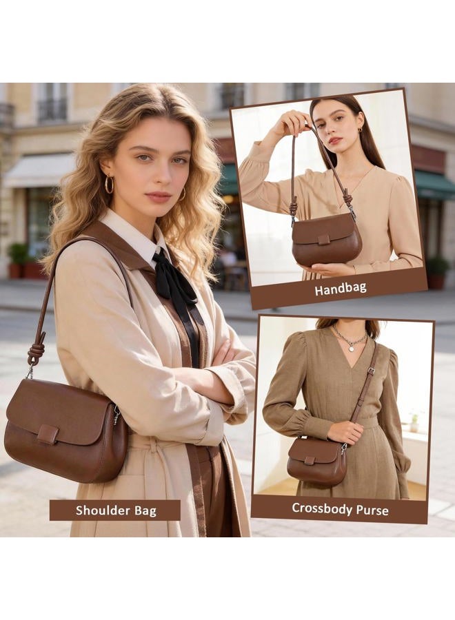 MoreFarther Crossbody Bags for Women, Genuine Leather Shoulder Bags with 2 Removable Adjustable Straps, Coffee - Image 2