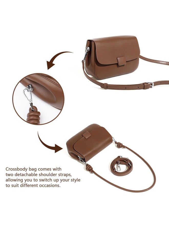 MoreFarther Crossbody Bags for Women, Genuine Leather Shoulder Bags with 2 Removable Adjustable Straps, Coffee - Image 4