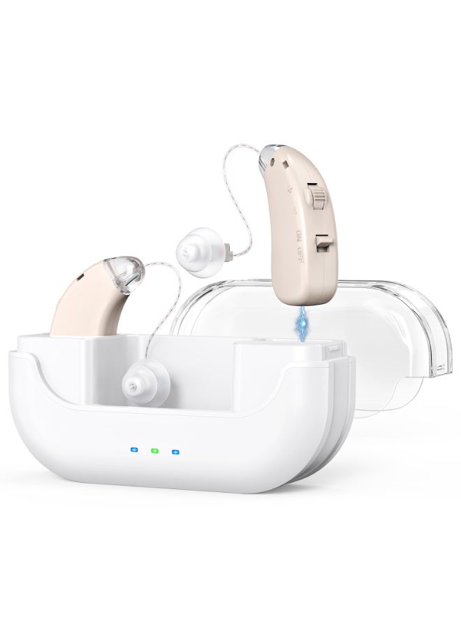 CHUNHUA Rechargeable Behind-The-Ear Hearing Aid for Seniors, 96-Hour Battery Life with Charging Case, Noise Reduction, Portable Dry Storage Box, Lightweight Design, Suitable for Mild to Moderate Hearing Loss. - Image 2