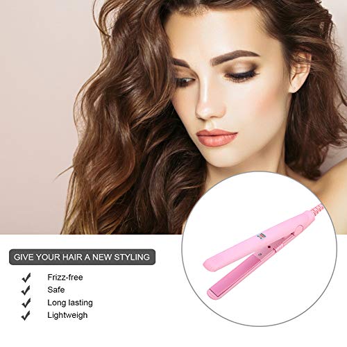 Brrnoo Hair Straightener Flat Iron & Curler, 2 in 1 Mini Bangs Hair Straightener Beauty Flat Iron Heating Curler Ceramic Tourmaline Plate Ionic Flat Iron Hair Curler & Straightener - Image 3