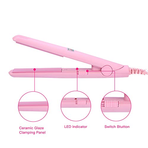Brrnoo Hair Straightener Flat Iron & Curler, 2 in 1 Mini Bangs Hair Straightener Beauty Flat Iron Heating Curler Ceramic Tourmaline Plate Ionic Flat Iron Hair Curler & Straightener - Image 4