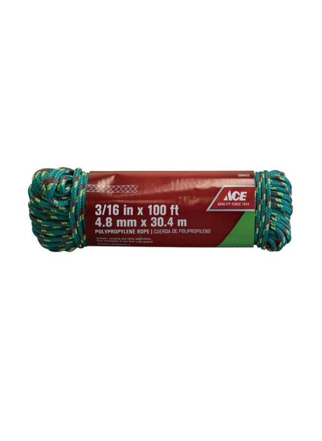 ACE Polypropylene Braided Rope Green and Blue 0.48 cm x 30.48 m 5999432  - Image 1