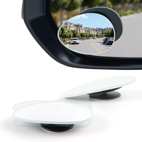 LivTee Blind Spot Mirror, Oval HD Glass Frameless Convex Rear View Mirror with wide angle Adjustable Stick for Cars SUV and Trucks, Pack of 2 - Image 1