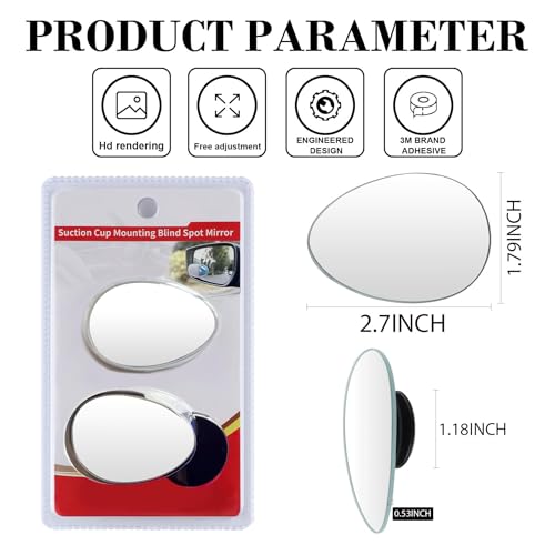 LivTee Blind Spot Mirror, Oval HD Glass Frameless Convex Rear View Mirror with wide angle Adjustable Stick for Cars SUV and Trucks, Pack of 2 - Image 3
