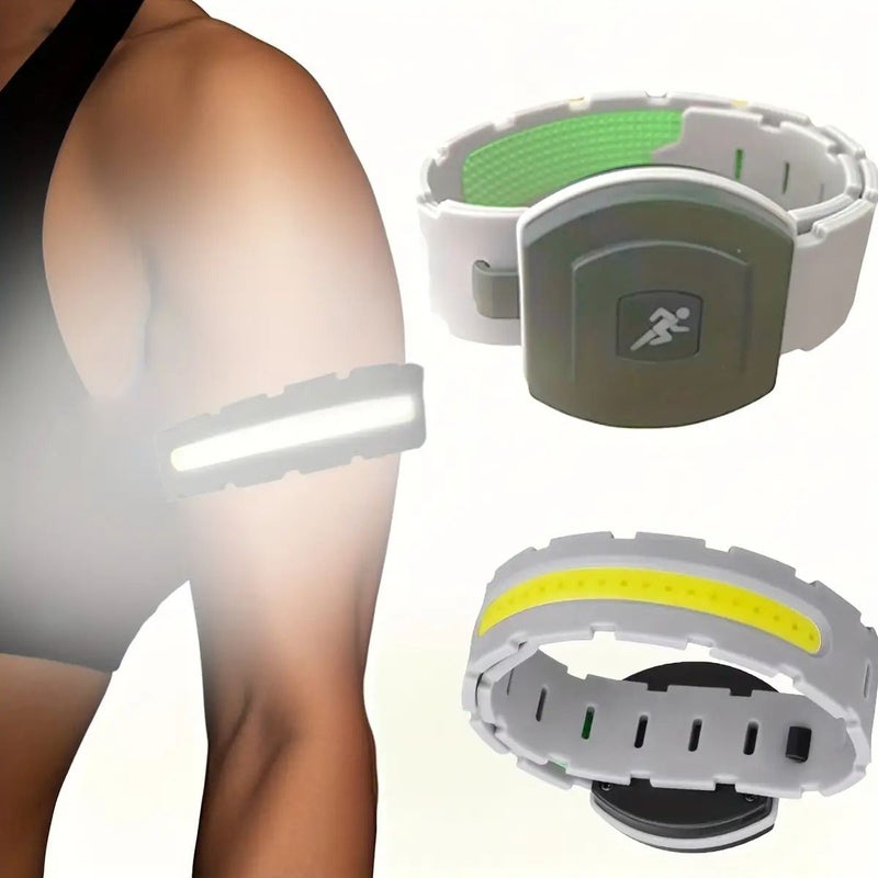 Green Outdoor Running Light Emergency USB Charging 3 Mode LED Sports Light Anti Slip Design Adjustable Wrist Ankle Strap Suitable For Running Night Hiking Safety - Image 1