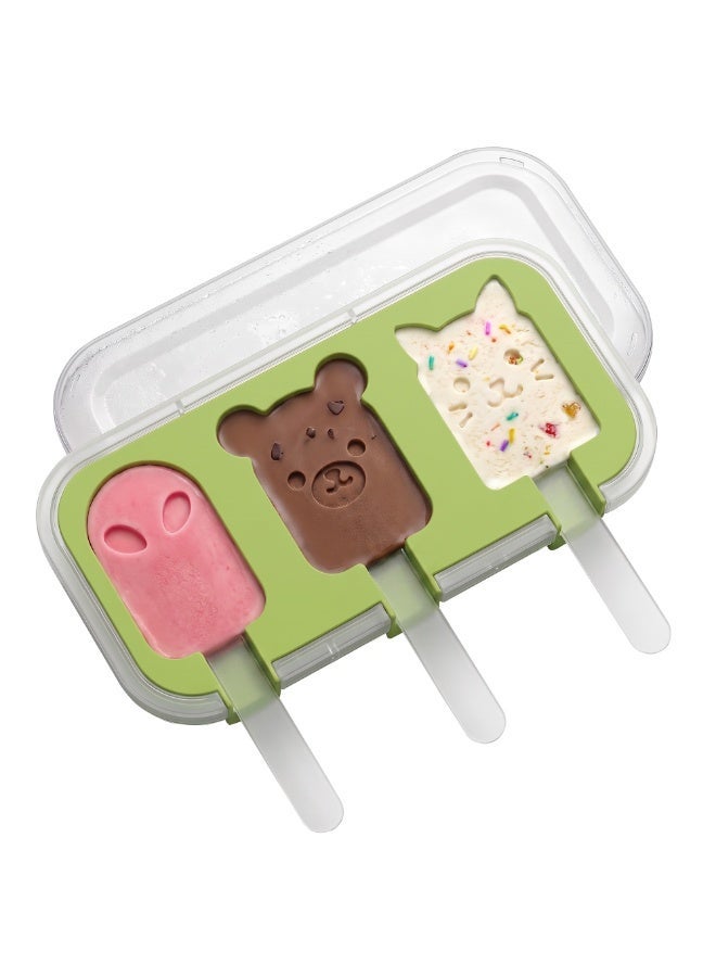 Duravel Silicone Popsicle Mould with Lid, 3 Cavity Animal Shapes, Reusable Ice Pop Molds With Sticks, Easy Release & Clean for Family - Image 1