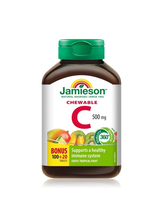 Jamieson Jamieson Chewable Vitamin C 500 mg Exotic Tropical Fruit, 120ct, Imported from Canada)  - Image 1