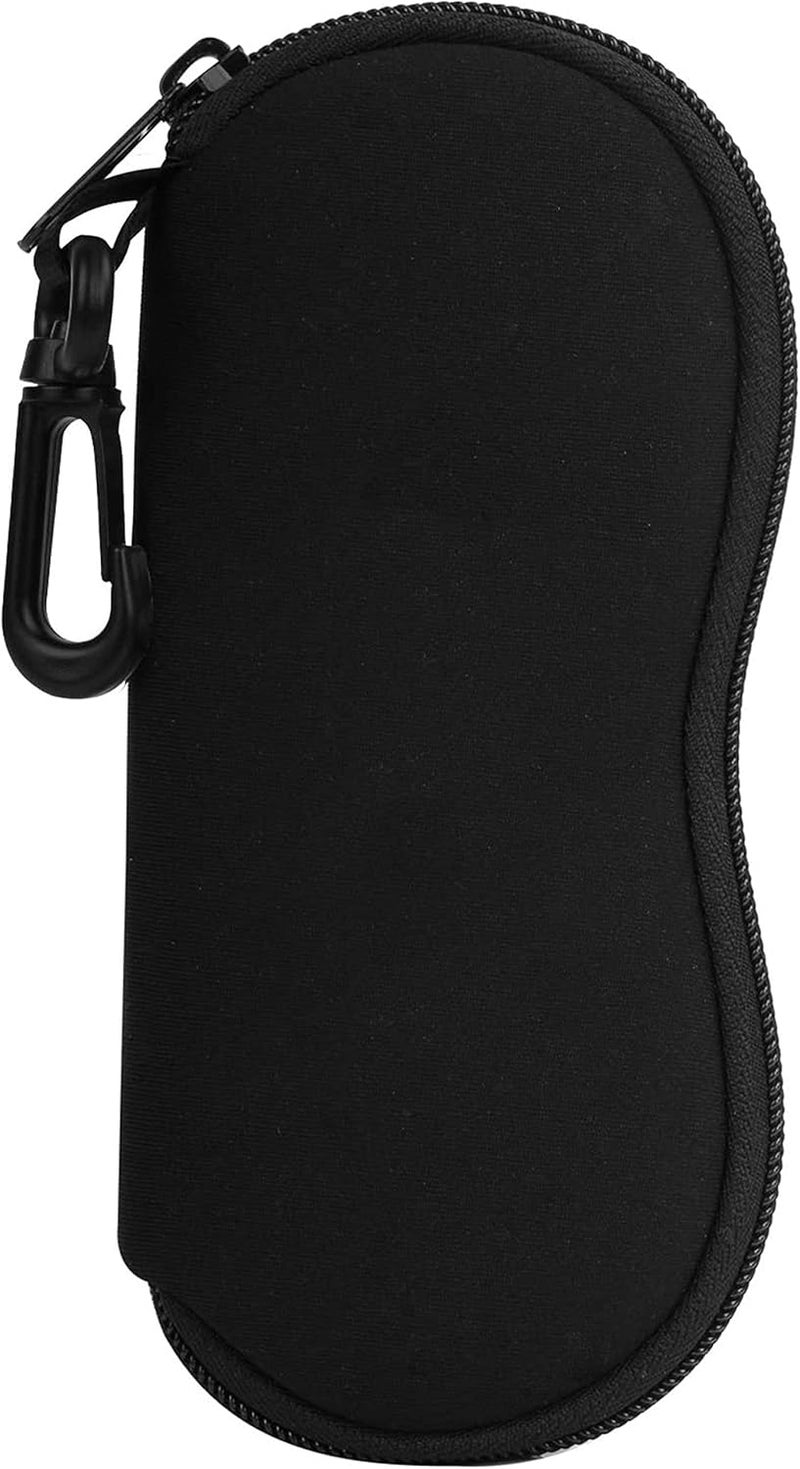Luckam Eyeglass Case, Sunglasses Soft Case, Fashion Zippered Pouch with Clip, Made of Premium Neoprene, Fits Most Size Glasses, with the Zippered Design and a Sturdy Metal Carabiner, Black - Image 1