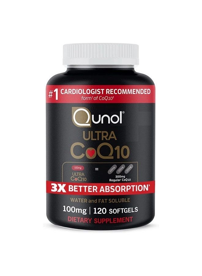 Qunol CoQ10 100mg Softgels - Qunol Ultra 3x Better Absorption Coenzyme Q10 Supplements - Antioxidant Supplement For Vascular And Heart Health & Energy Production - 4 Month Supply - 120 Count  - Image 1