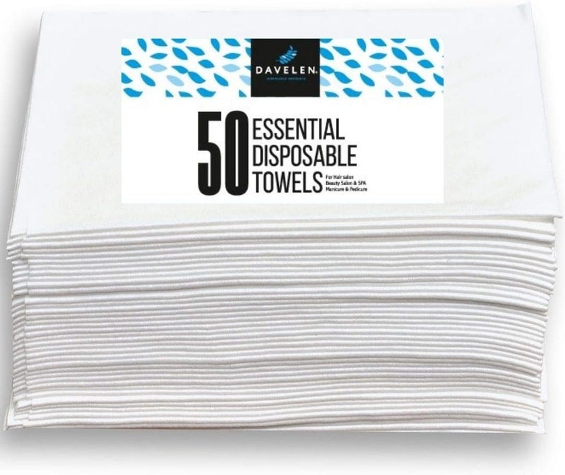 DAVELEN Essential Disposable Hair Towels for Women 32 inch X 16 inches Each Super Absorbent Quick Dry Hair for Drying Curly Long  Thick Hair White 50