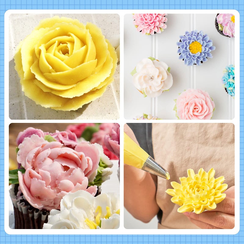 Kasmoire 8 Pcs Rose Flower Piping Tips Set,Petal Icing Tips with 10 Pcs Disposable Piping Bags for Cake Decorating - Image 5