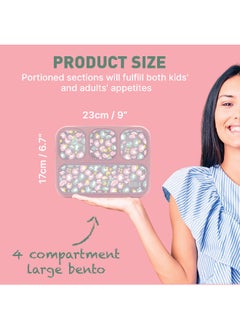 BEOLA Multi Compartment Lunch Box For Kids Adults, rose ash/pattern  - Image 3
