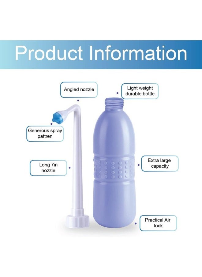 TEGRILO - 650 ml Large Portable shattaf Bidet Bottle Handheld Travel Toilet shataf Hand Spray Seat WaterBlue, Type : BidetMaterial : Plastic - Image 1