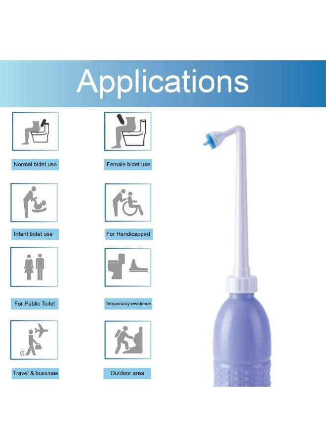 TEGRILO - 650 ml Large Portable shattaf Bidet Bottle Handheld Travel Toilet shataf Hand Spray Seat WaterBlue, Type : BidetMaterial : Plastic - Image 1