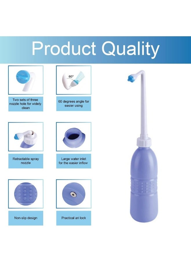 TEGRILO - 650 ml Large Portable shattaf Bidet Bottle Handheld Travel Toilet shataf Hand Spray Seat WaterBlue, Type : BidetMaterial : Plastic - Image 1