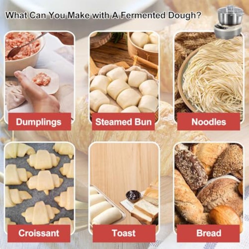 Professional Dough Mixer for Pizza and Bread Making, Stainless Steel, Silver, with Precise Timing Control and Intuitive Touch Panel - Image 5