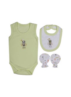 Babies Basic 7 Piece Unisex 100% Cotton Gift Set Include Bib, Blanket, Mitten, Cap, Romper, Top And Bottom Set  - Image 2
